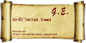 Grünblat Emmi névjegykártya
